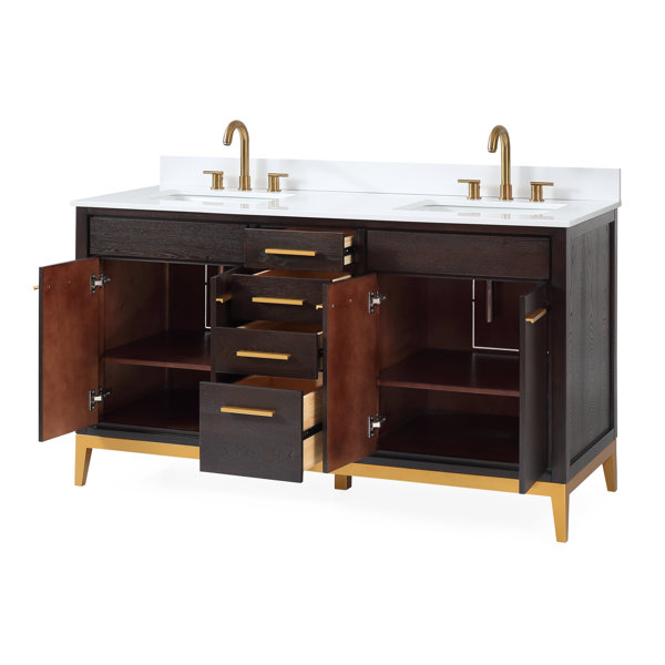 Everly Quinn Andreka 60'' Free-standing Double Bathroom Vanity with ...